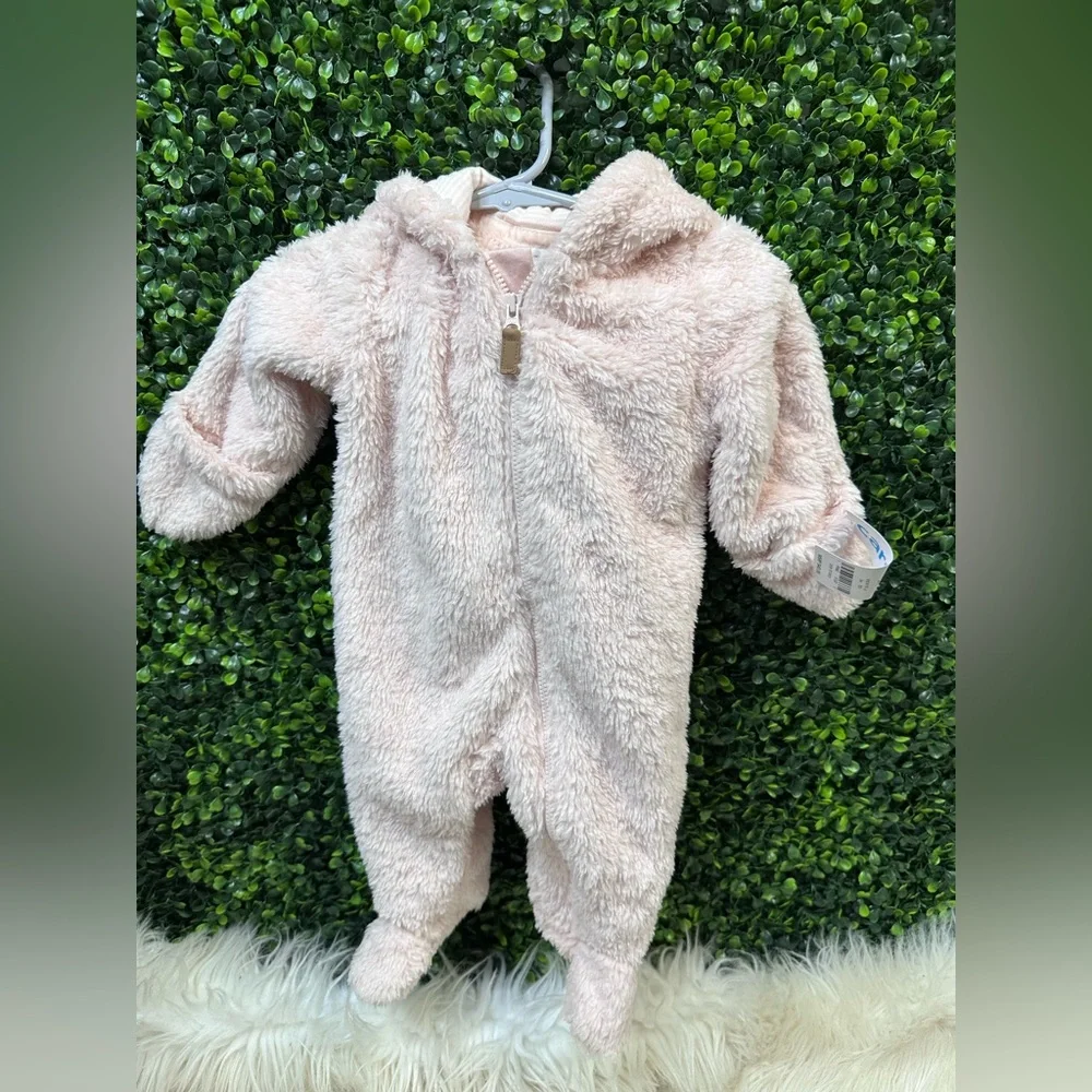 Carter's light Pink Footie One Piece‎ with Hood ears nwt